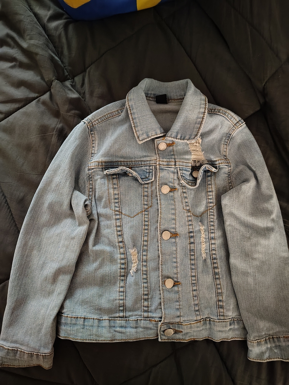 SHEIN Light Blue Distressed Kids Denim Jacket